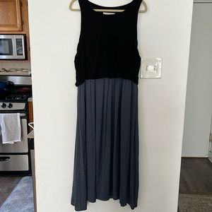 Loft black & slate blue midi dress